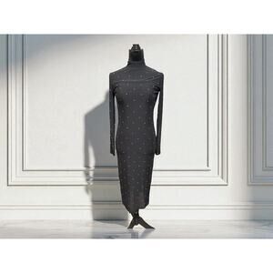 NWT INC Women's Black dress size Medium  Sheer Jewel studded long sleeve